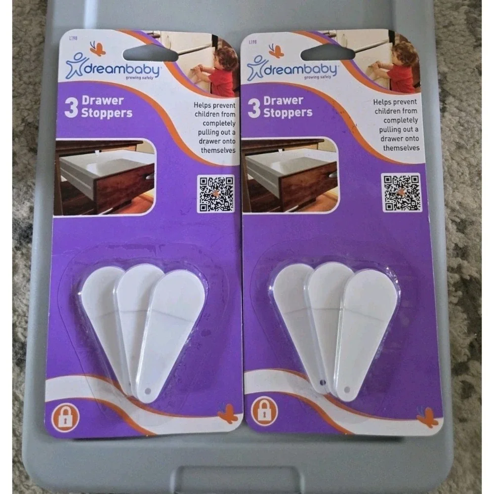 Dream Baby Drawer Stoppers-prevent drawers falling out! 2 PACKAGES!  NEW! SAFETY